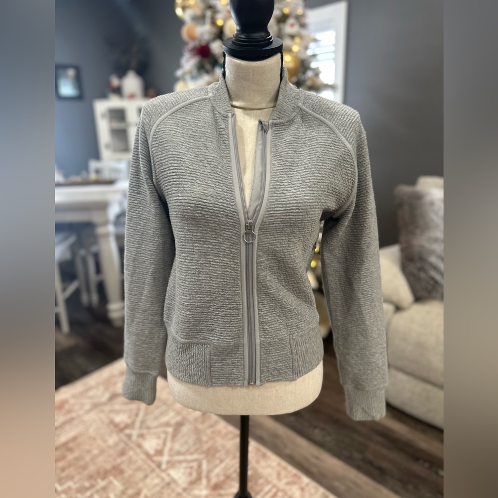 LULULEMON On Repeat Bomber Zip Up Heathered Core Light Grey Women's 4 Jacket